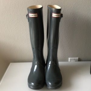 Hunter Rain Boots, Original Gloss Tall in Gray